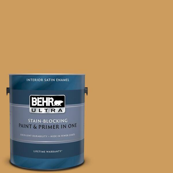 BEHR ULTRA 1 gal. #UL150-2 Hammered Gold Satin Enamel Interior Paint and Primer in One