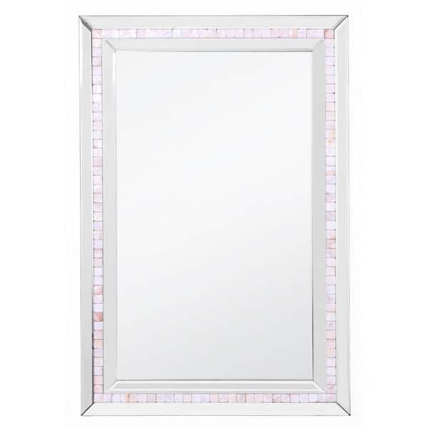 HomeRoots 24 in. W x 36 in. H Glass Silver Decorative Mirror