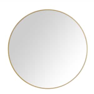 Avon 30 in. W x 30 in. H Round Stainless Steel Framed Wall Bathroom Vanity Mirror in in Brushed Gold