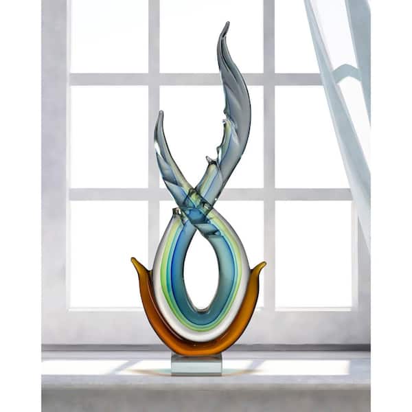 Dale Tiffany 22 in. Aqua Handcrafted Irregular Art Glass Sculpture