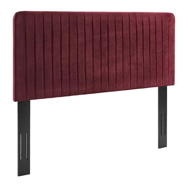 MODWAY Milenna Maroon Channel Tufted Performance Velvet Twin Headboard