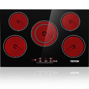 30.3 in. Electric Stove Top with 5-Burners Electric Cooktop in Black with 9-Power Levels and Child Safety Lock, 240-Volt