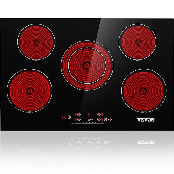 VEVOR Built-in Induction Electric Stove Top 5 Burners,35 Inch Electric  Cooktop,9 Power Levels & Sensor Touch Control,Easy to Clean Ceramic Glass  Surface,Child Safety Lock,240V