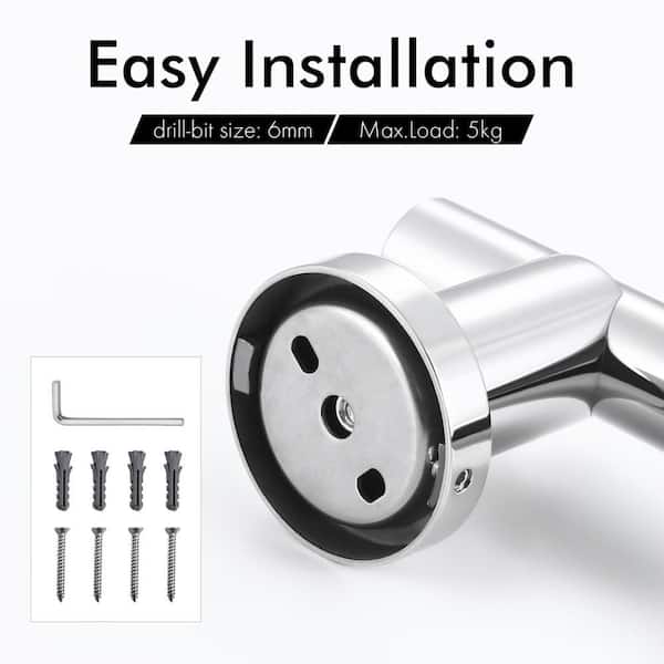 KES 5-Function Massaging Hand Shower Head With Adjustable Slide Bar – Polished Chrome, Includes Hose & Bracket