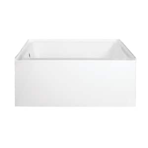 48 in. Acrylic Left Drain Rectangular Alcove Soaking Bathtub in White