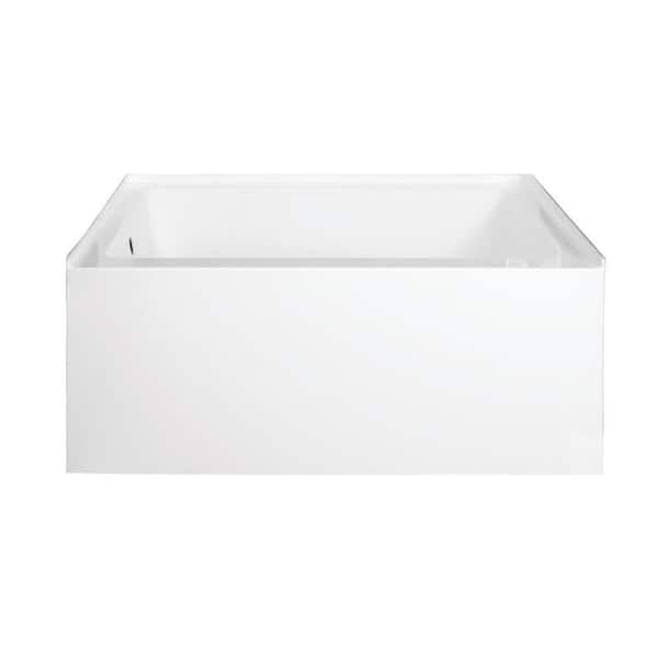 Aqua Eden 48 in. Acrylic Left Drain Rectangular Alcove Soaking Bathtub in White