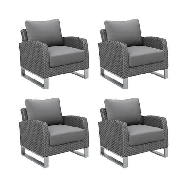 NEW CLASSIC HOME FURNISHINGS New Classic Furniture Fiji Wicker and Metal Outdoor Lounge Chair with Gray Cushion (4-Pack)