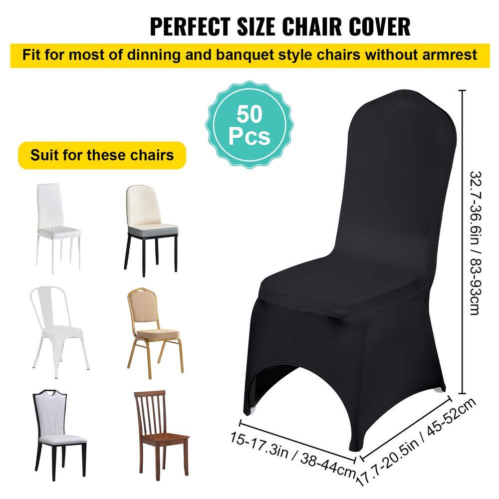 Black Stretch Spandex Dining Chair Covers, Set of 50