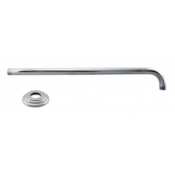 Westbrass 1/2 in. IPS x 19 in. IPS Wall Mount 90-Degree Rain Shower Arm with Flange, Polished Chrome