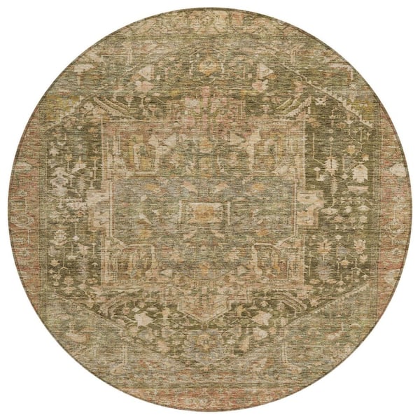 Chantille Machine Washable Indoor/Outdoor Abstract ACN1240 Fern 8 ft. x 8 ft. Area Rug