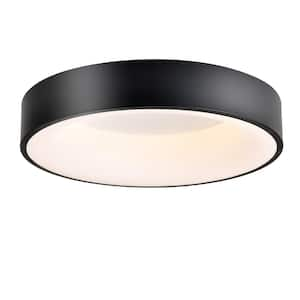 Rae 16 in. Matte Black Flush Mount Ceiling Light with Acrylic Shade and Eye Protection