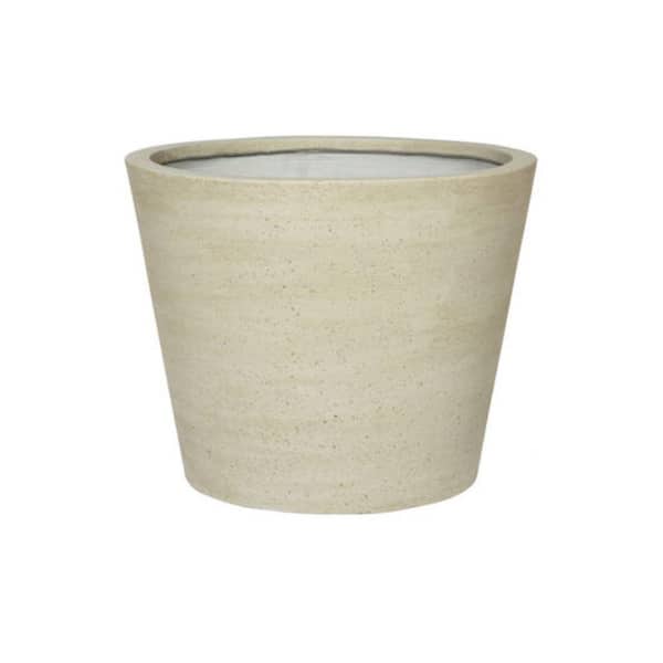 PotteryPots 19.49 in. W and 15.75 in. H Round Medium Beige Washed Fiberstone Indoor Outdoor Bucket Planter