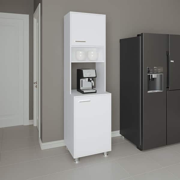 Kitchen Pantry, 2 Doors, 4 Legs, 5 Shelves, White