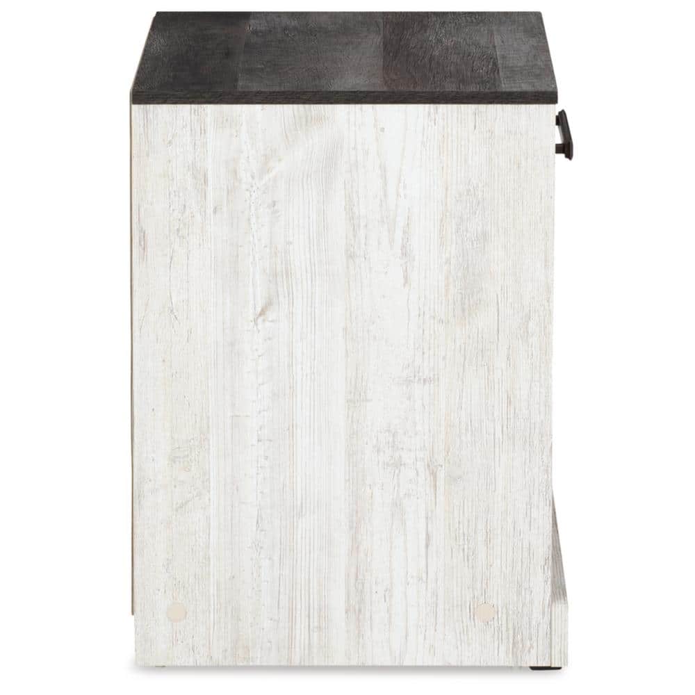 Gray and White 1-Drawer Nightstand with Open Cubby