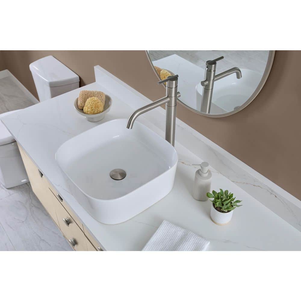 Gerber Cymira Soft Square 16 in. Vessel Bathroom Sink in White