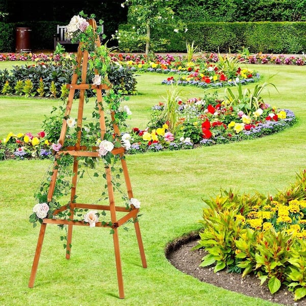 71 in. Wood Obelisk Trellis Outdoor Garden Trellis HPDQ8RHLK7 - The Home  Depot