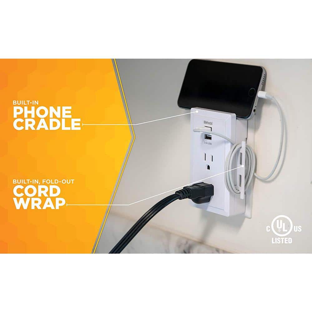 White Tamper Resistant Wall Outlet with 2 USB Ports