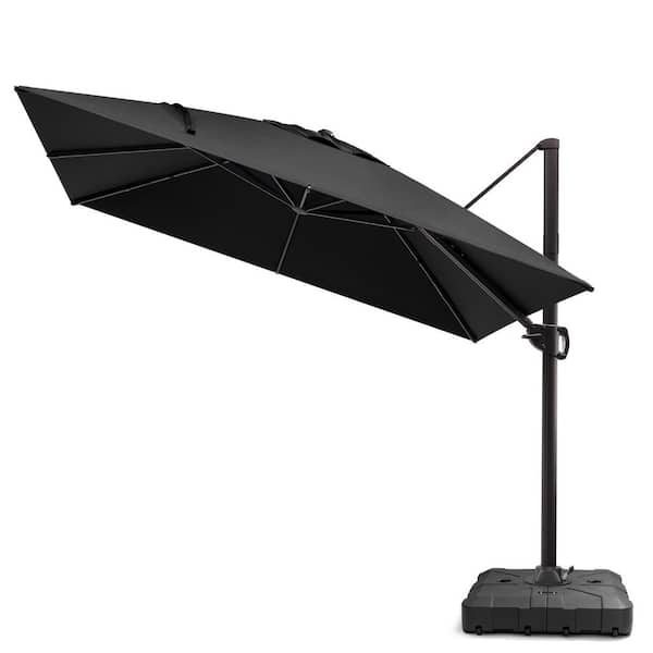 11.5 ft. Large Outdoor Cantilever Patio Umbrella in Black with Umbrella Base