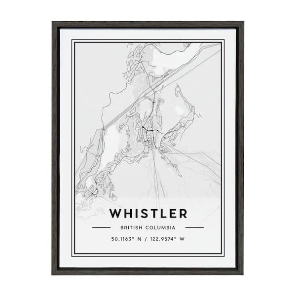 Kate and Laurel Sylvie Whistler Modern Map by Jake Goossen Set of 1 Framed Canvas Culture Art Print 24.00 in. x 18.00 in.