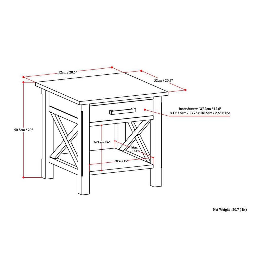 Kitchener Contemporary White Solid Wood Square End Table with Storage