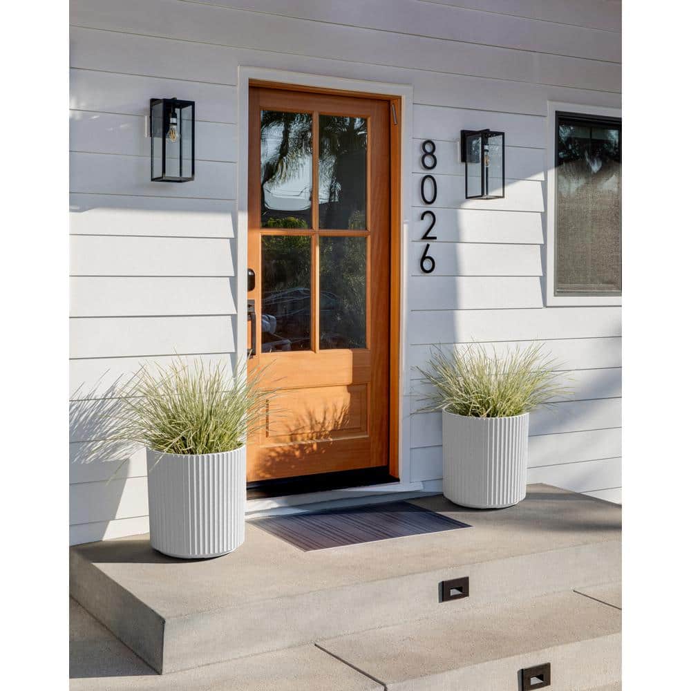 Roman Fluted Edge 16" White Round Planter for Indoor & Outdoor