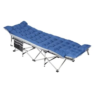 Portable Camping Cot with Mattress, Folding Sleeping Cot Heavy-Duty Fold Up Camp Bed, Blue