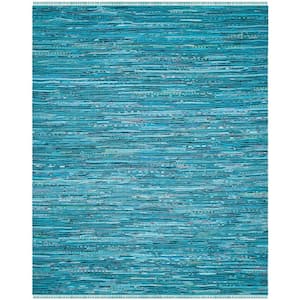 Rag Rug Turquoise/Multi 8 ft. x 10 ft. Gradient Solid Striped Area Rug