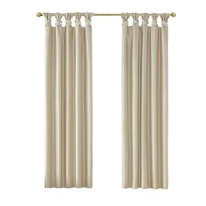 Natalie Champagne Polyester 50 in. W x 84 in. L Twist Tab Total Blackout Curtain (Single Panel)