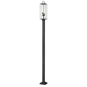 Sana 3-Light Black Aluminum Hardwired Outdoor Weather Resistant Post Light with No Bulbs Included
