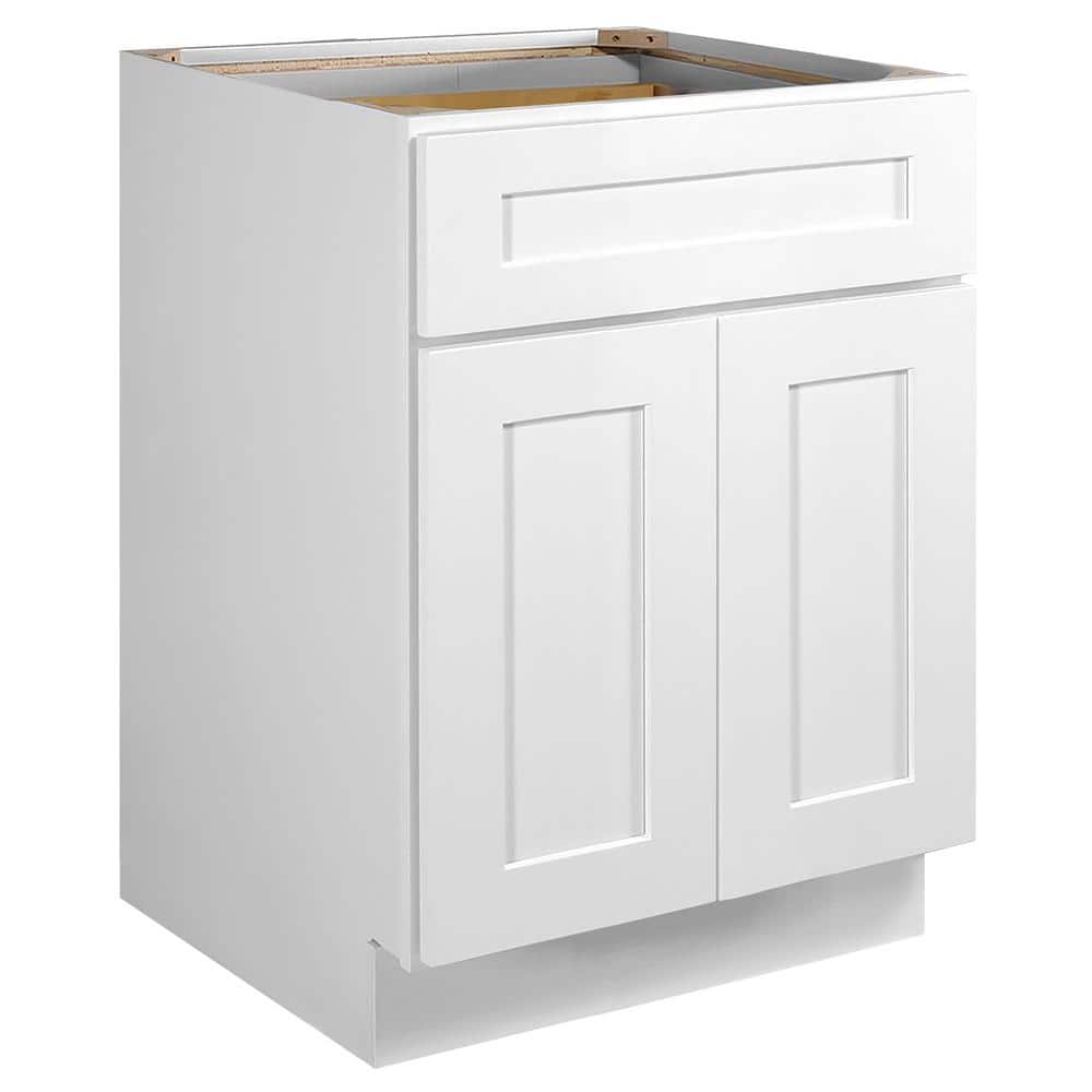 Brookings Solid Wood Ready to Assemble Shaker 34.5 in. x 24 in. x 24 in. 2Door 1Drawer Base Kitchen Cabinet B24 in White price history on PriceWatchPro