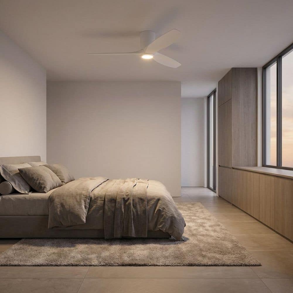 Seyra 52 in. Matte White Hugger Standard Indoor/Outdoor Smart LED Ceiling Fan with Remote Included price history on PriceWatchPro