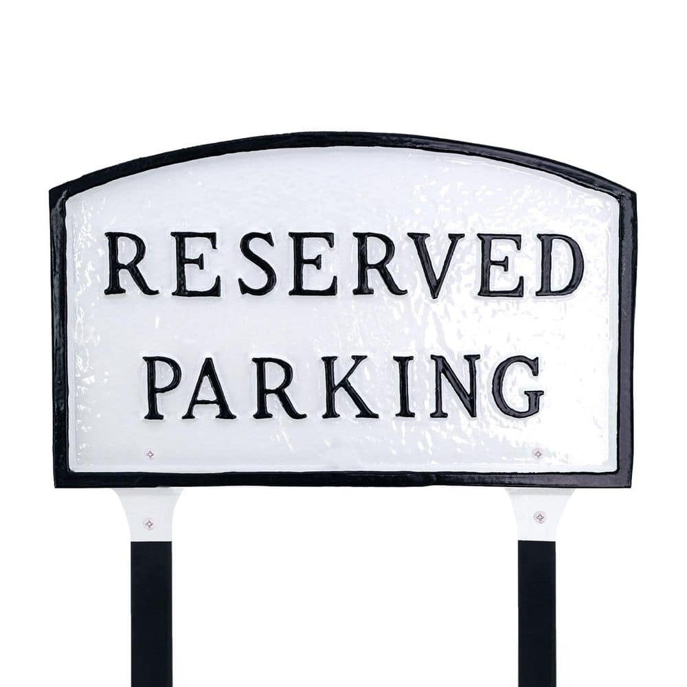 "10"" x 15 Standard Arch Reserved Parking Statement Plaque Sign with Lawn Stakes-White/Black" price history on PriceWatchPro