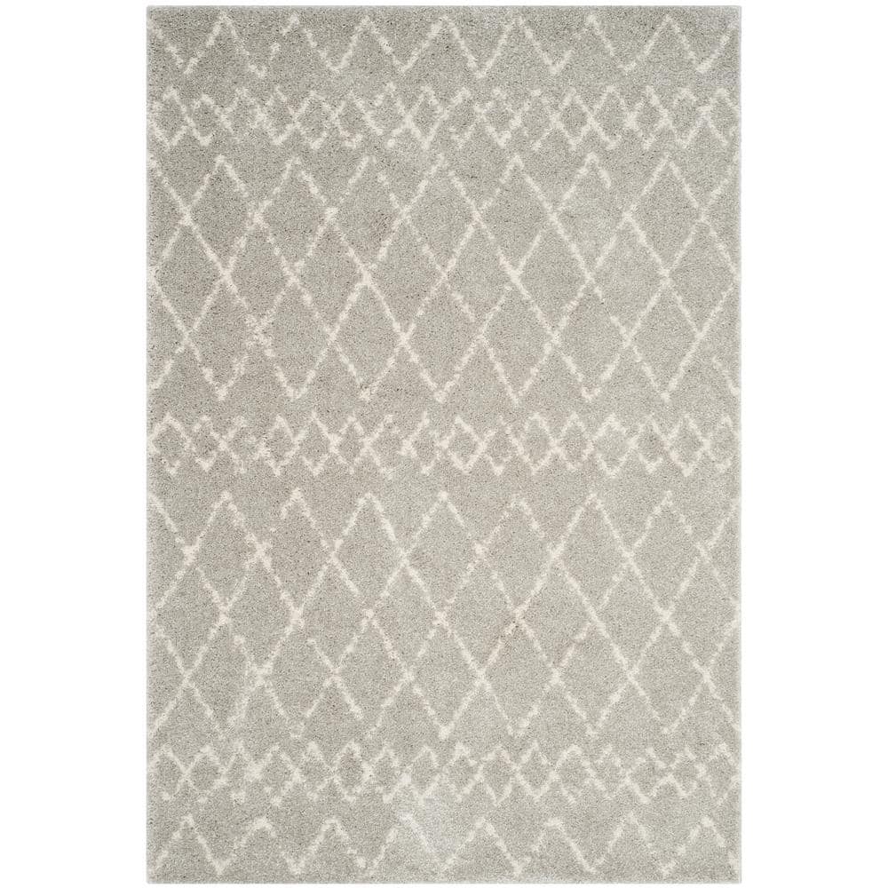 Berber Shag Light Gray/Cream 9 ft. x 12 ft. Ikat Diamonds Area Rug price history on PriceWatchPro