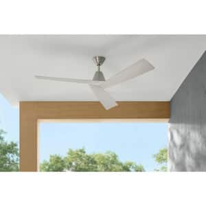 Easton 60 in. Indoor/Outdoor Brushed Nickel with Silver Blades Ceiling Fan with Remote Included