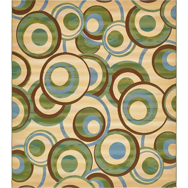 Unique Loom Outdoor Babbling Beige 10' 0 x 12' 0 Area Rug