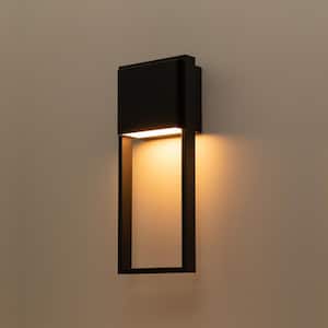 15 in. Matte Black LED Outdoor Hardwired Wall Lantern Sconce