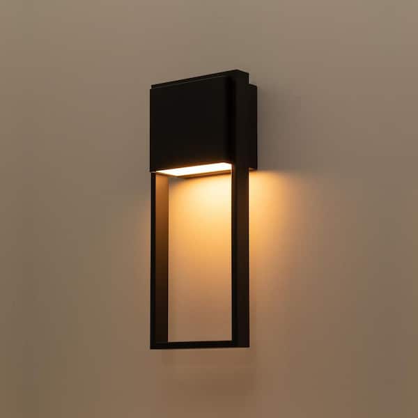 C Cattleya 15 in. Matte Black LED Outdoor Hardwired Wall Lantern Sconce
