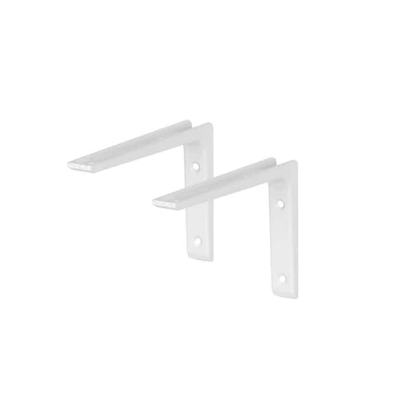 PURIST 5.9 in. White Aluminum Shelf Bracket Set of 2