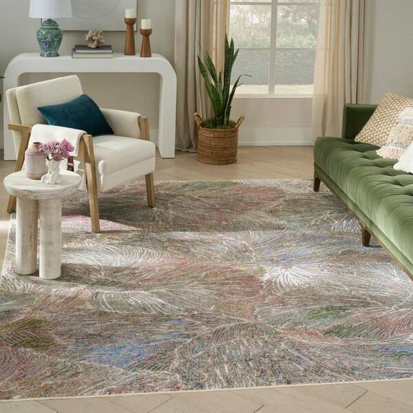 Quaint Harmony Sage Multicolor 8 ft. x 10 ft. Palmette Contemporary Area Rug