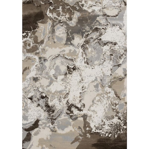 Cream 8 ft. x 11 ft. Woven Abstract Rectangle Indoor Area Rug