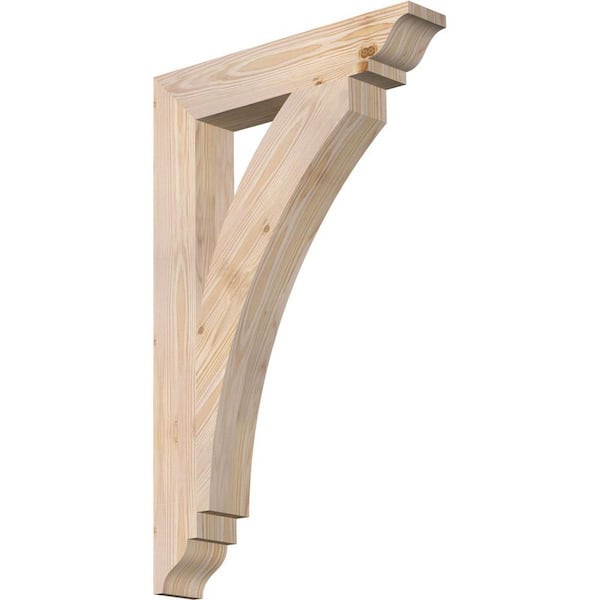 Ekena Millwork 3.5 in. x 32 in. x 20 in. Douglas Fir Thorton Traditional Smooth Bracket