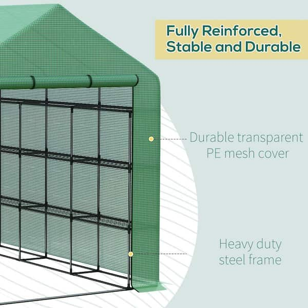 Outsunny 5'x5'x6' Greenhouse / Garden Walk-In 8 Shelves Plant Flower  Portable Walk In Greenhouse