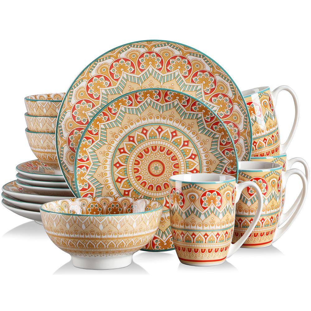 vancasso Mandala 16-Piece Yellow Porcelain Dinnerware Sets (Service for 4)  VC-MANDALA-Y-SL - The Home Depot