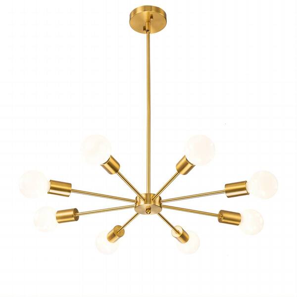 RRTYO Highlandville 8-Light Brass Atomic Sputnik Mid-Century Modern Kitchen Island Chandelier for Dining/Living Room