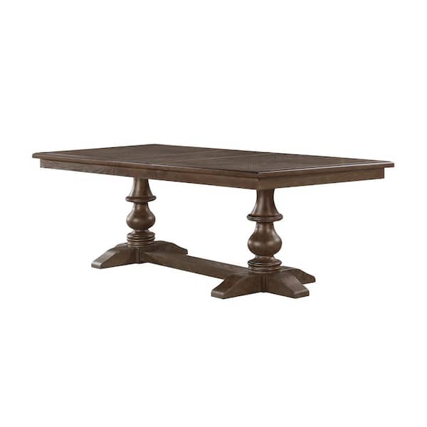 Best Quality Furniture Hector Rustic Oak Wood 42 in. Pedestal Dining Table Seats 8.