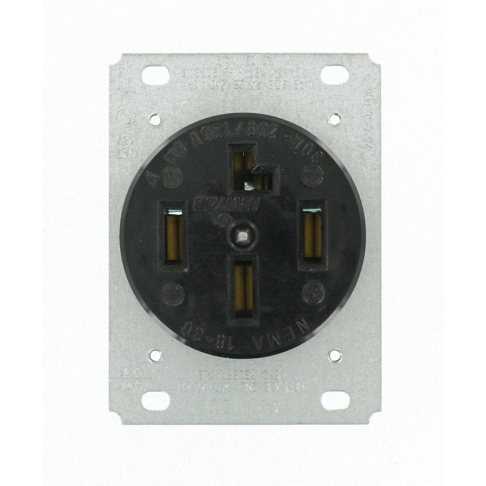 Leviton 30 Amp 1 8 Volt Flush Mounting Non Grounding Single Outlet Black 30 The Home Depot