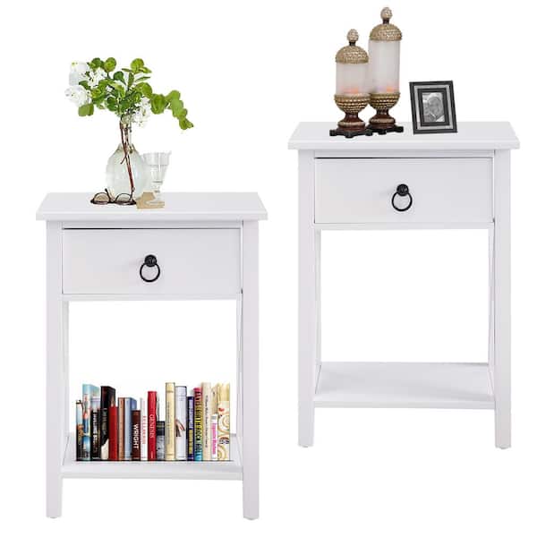 Eily Night Stand Bedside Table with Drawer Wooden Side Tables Bedroom Night  Stands for Bedrooms Small Nightstand End Table Cream