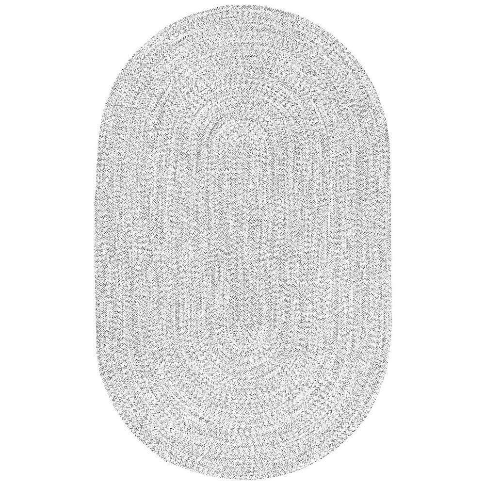Handmade Ivory Braided 4' x 6' Oval Synthetic Area Rug