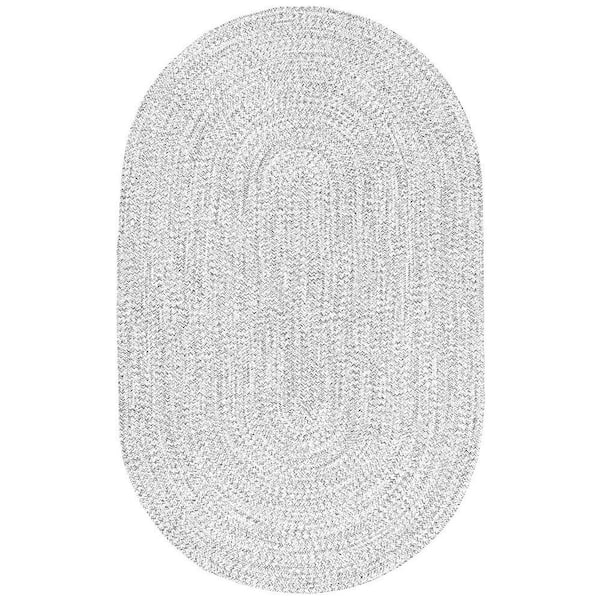 nuLOOM Lefebvre Casual Braided Ivory 6 ft. x 9 ft. Oval Indoor/Outdoor Patio Area Rug