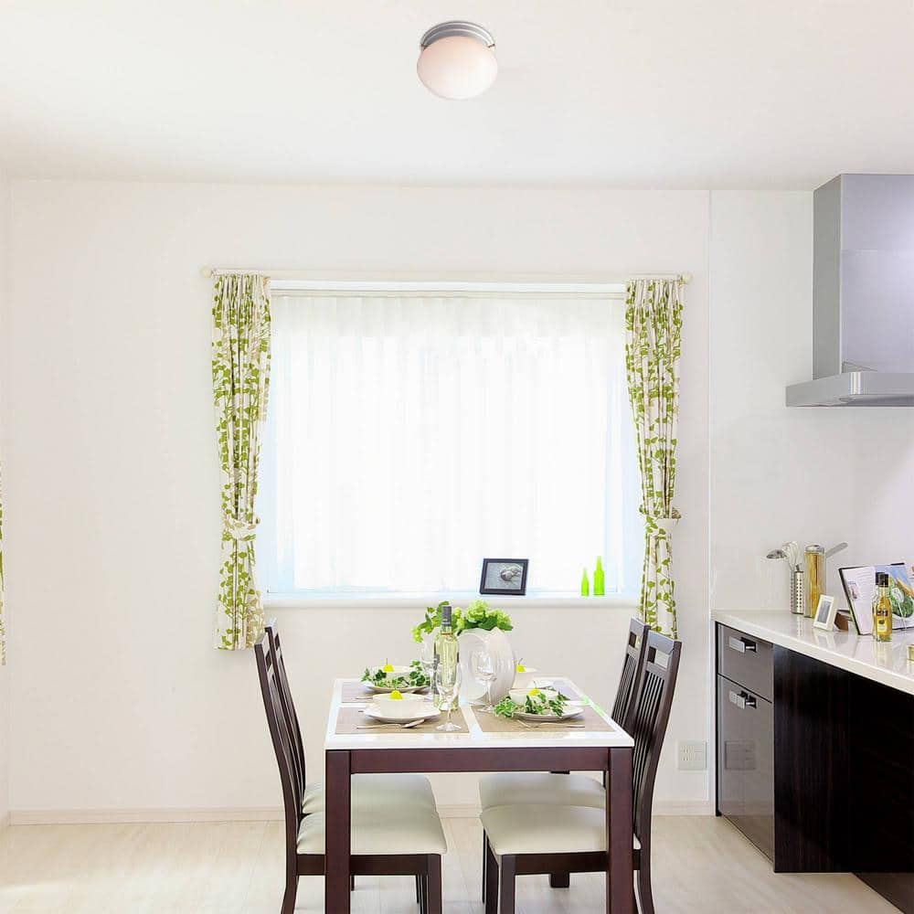 White Opalescent Glass Round Flush Mount Light